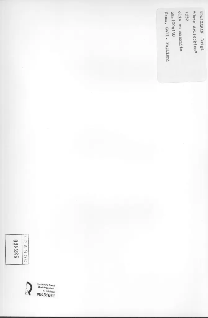 Anonimo , Spazzapan, Luigi - sec. XX - Cane Arlecchino , retro