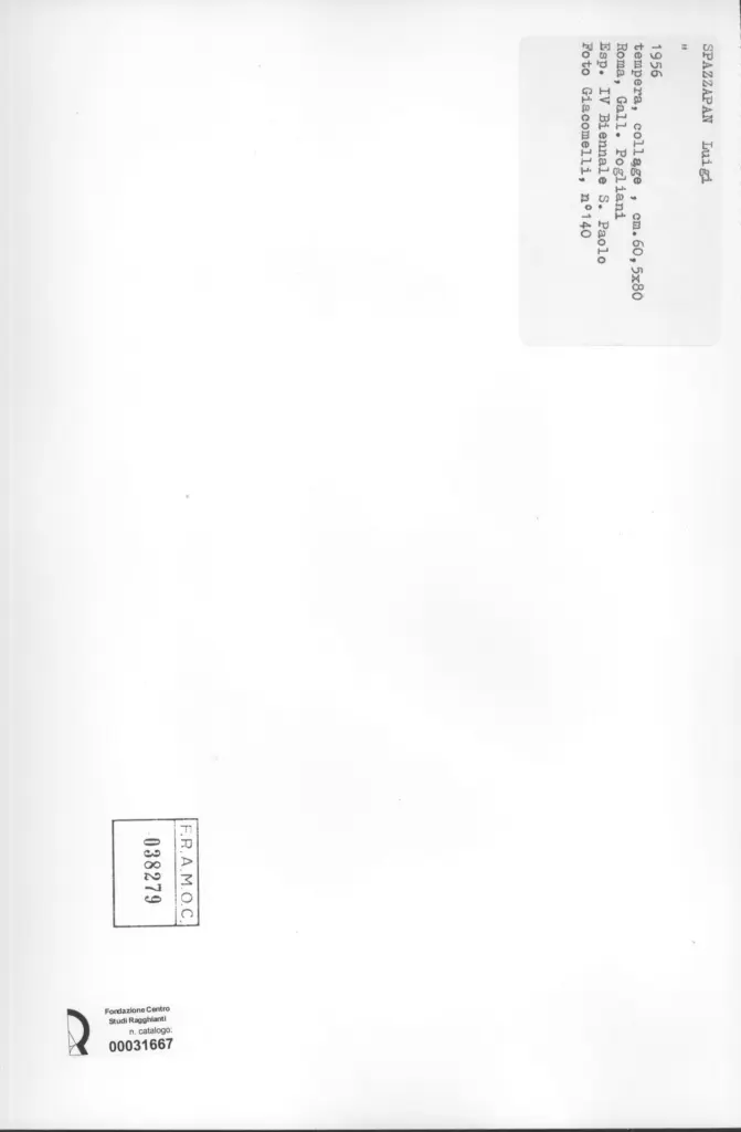 Giacomelli , Spazzapan, Luigi - sec. XX - Composizione astratta , retro