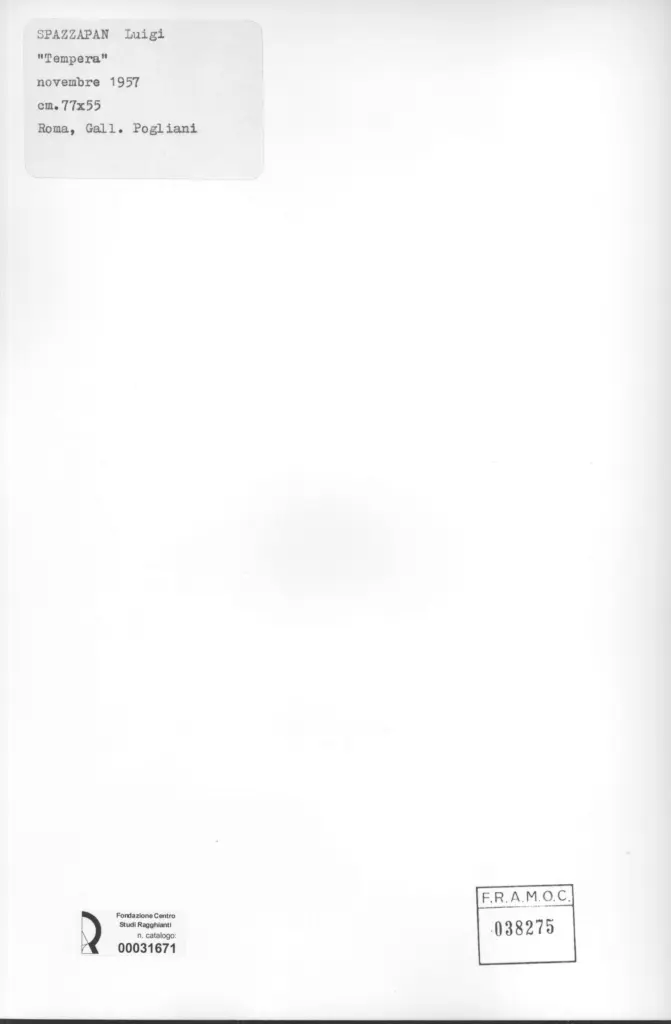 Anonimo , Spazzapan, Luigi - sec. XX - Tempera , retro