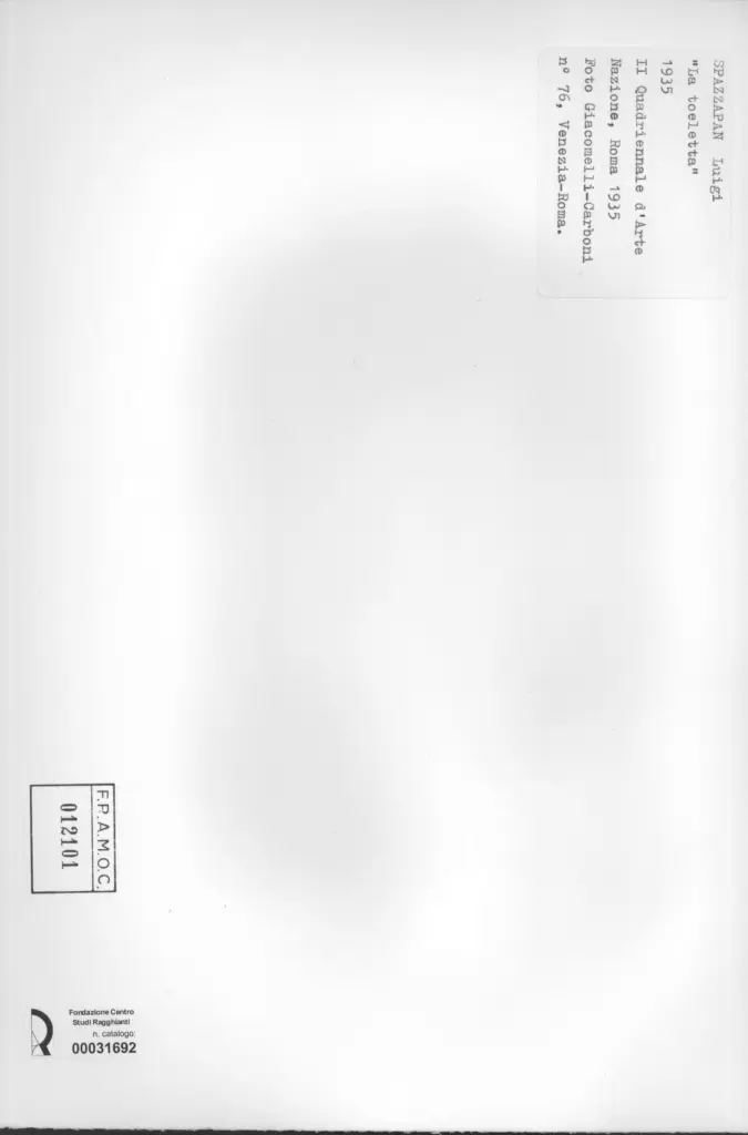 Giacomelli , Spazzapan, Luigi - sec. XX - La toeletta , retro