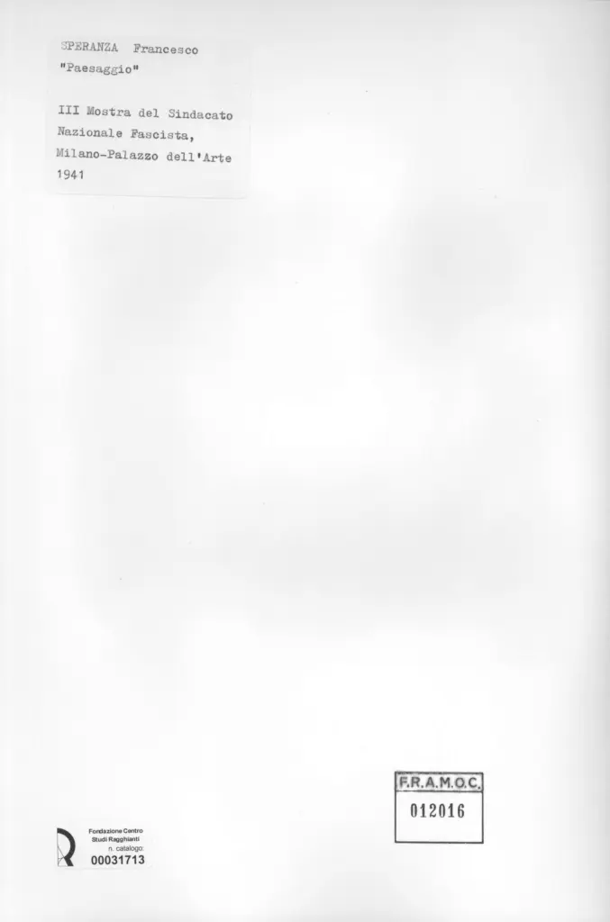 Anonimo , Speranza, Francesco - sec. XX - Paesaggio , retro