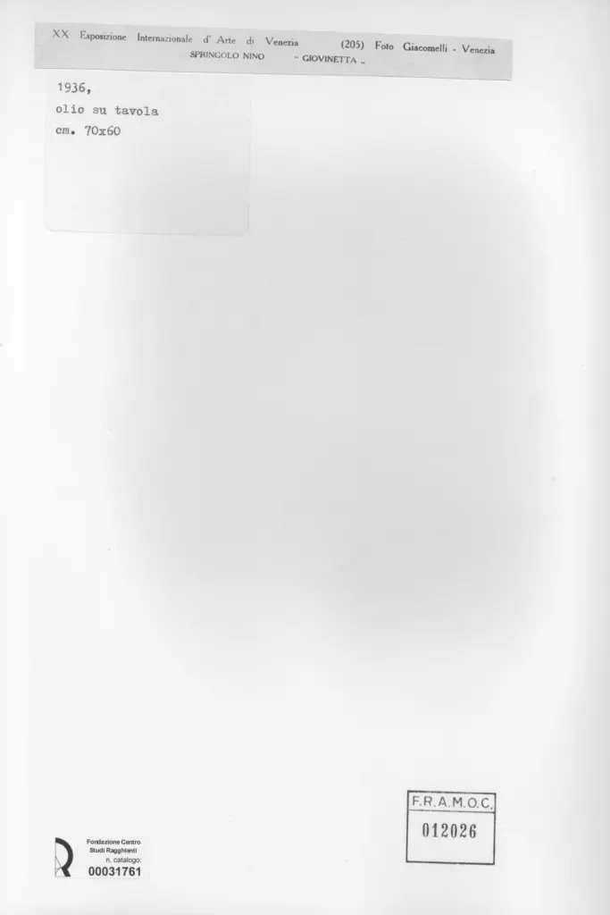 Giacomelli , Springolo, Nino - sec. XX - Giovinetta , retro