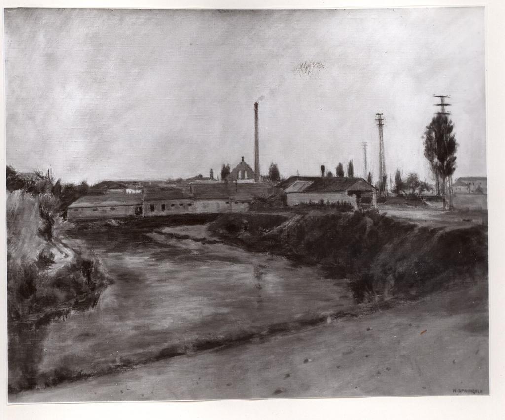 Giacomelli , Springolo, Nino - sec. XX - Il fiume al sobborgo , fronte