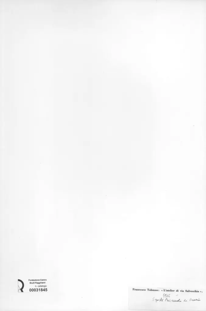 Anonimo , Tabusso, Francesco - sec. XX - L'atelier di via Salvecchio , retro
