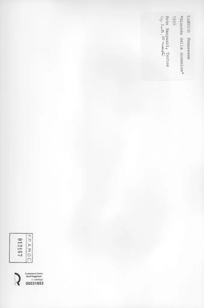 Rampazzi, Giustino , Tabusso, Francesco - sec. XX - Ricordo della domenica , retro