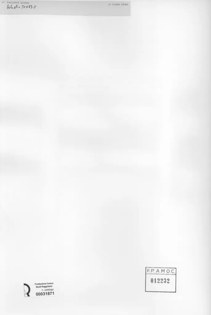 Anonimo , Tallone, Guido - sec. XX - Lago nero , retro