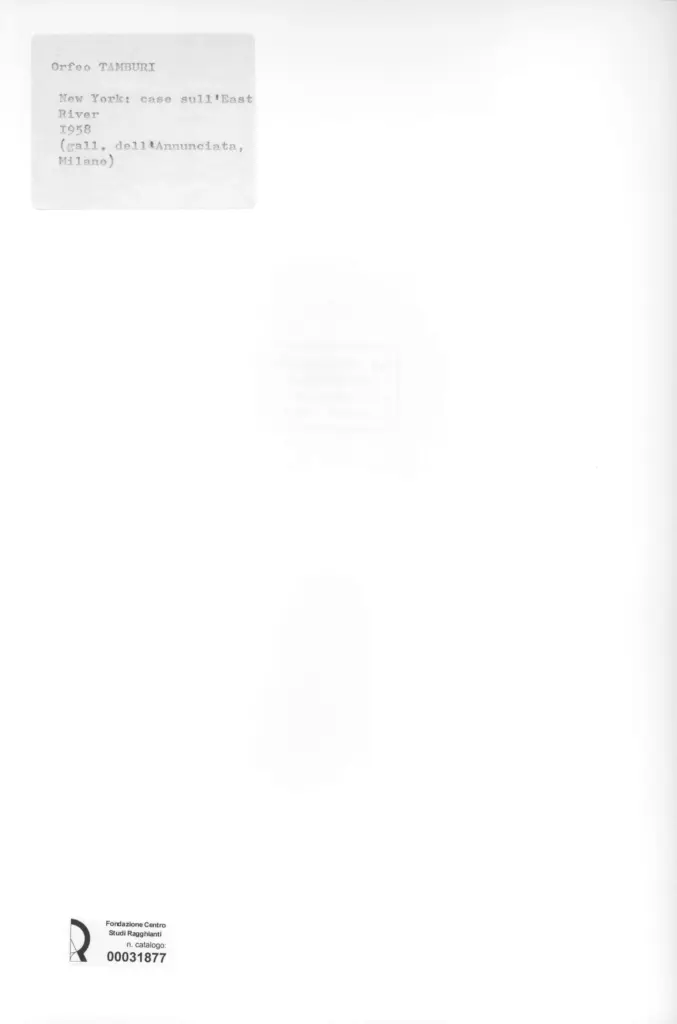 Anonimo , Tamburi, Orfeo - sec. XX - New York: Case sull'East River , retro