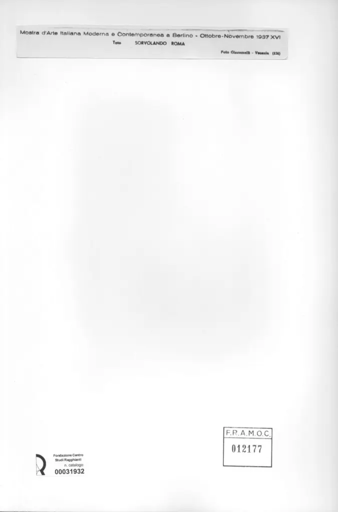 Giacomelli , Tato - sec. XX - Sorvolando Roma , retro