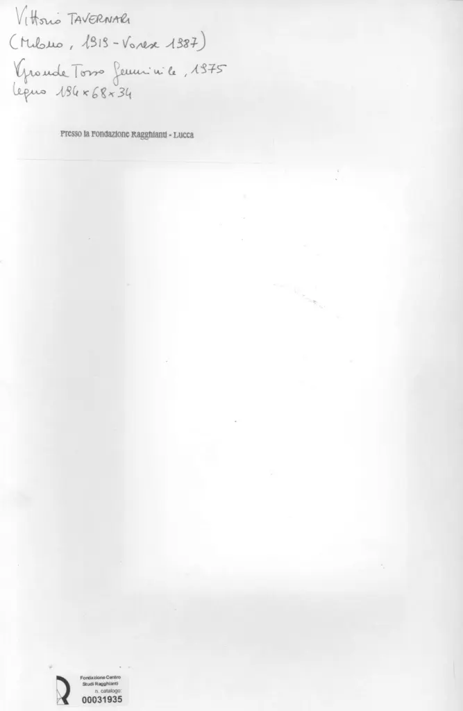 Anonimo , Tavernari, Vittorio - sec. XX - Grande torso femminile , retro