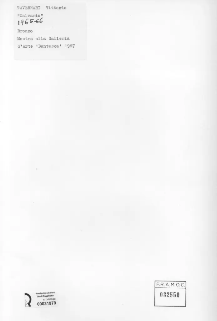 Anonimo , Tavernari, Vittorio - sec. XX - Calvario , retro