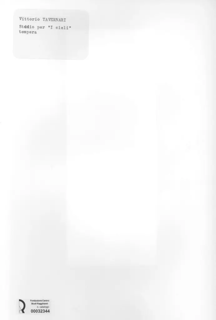 Anonimo , Tavernari, Vittorio - sec. XX - Studio per "I cieli" , retro