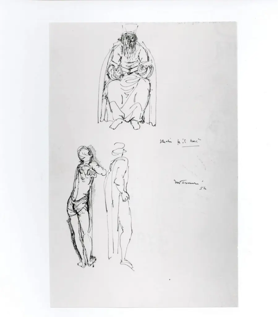 Anonimo , Tavernari, Vittorio - sec. XX - Studio per il Mosè , fronte