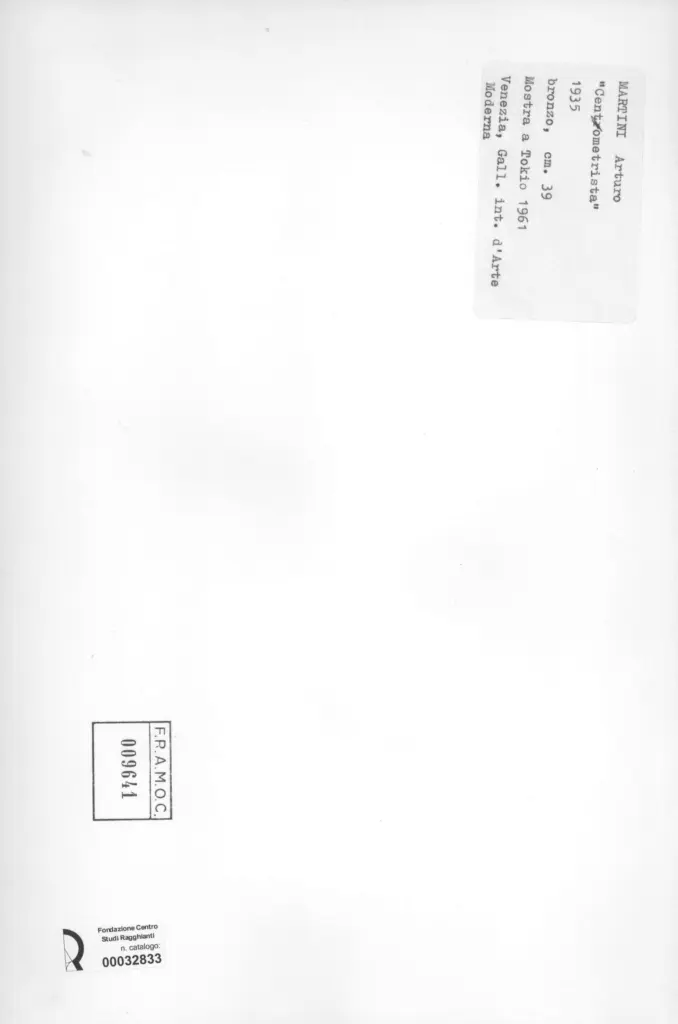 Anonimo , Martini, Arturo - sec. XX - Centometrista , retro