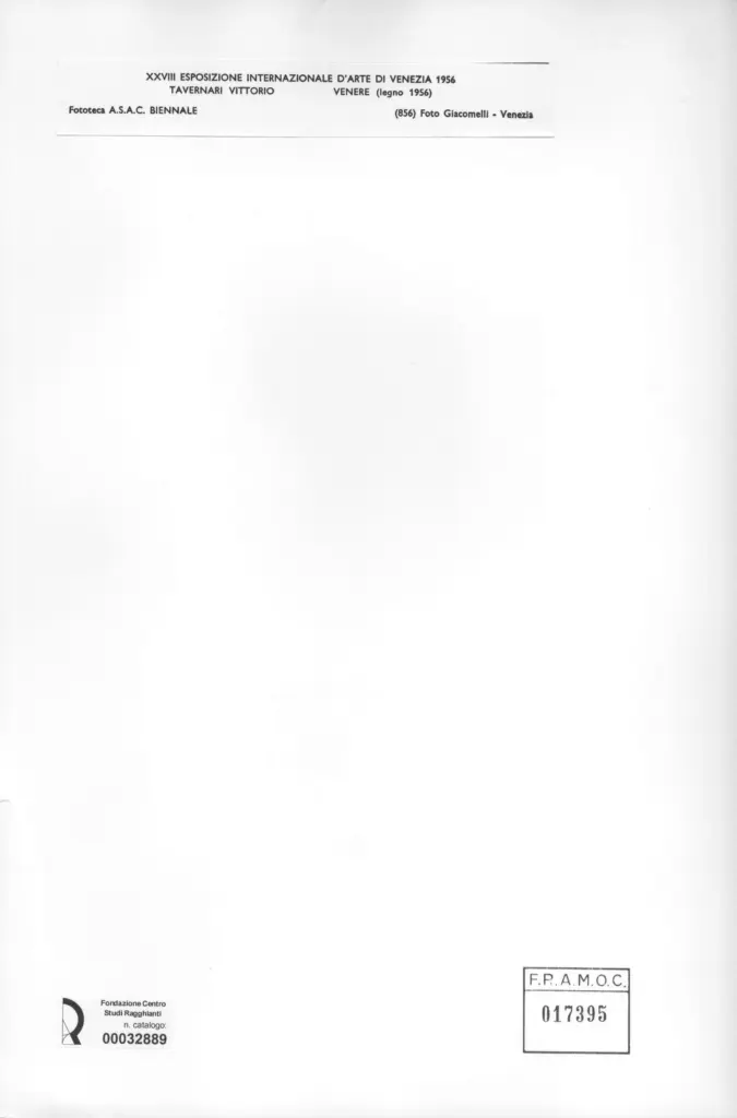 Giacomelli , Tavernari, Vittorio - sec. XX - Venere , retro