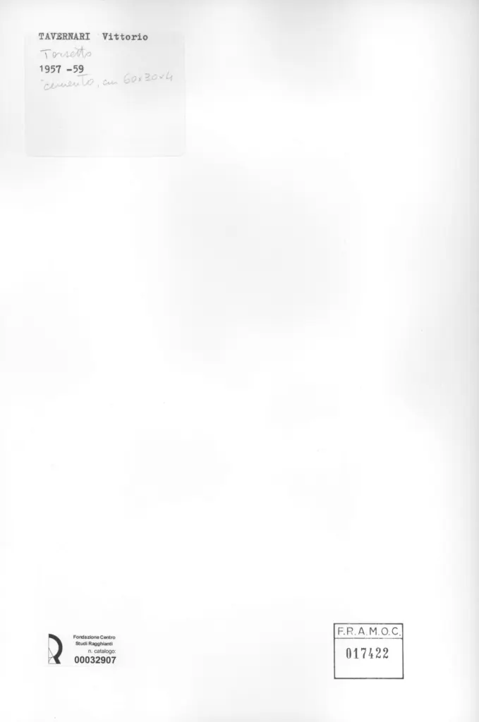 Anonimo , Tavernari, Vittorio - sec. XX - Torsetto , retro