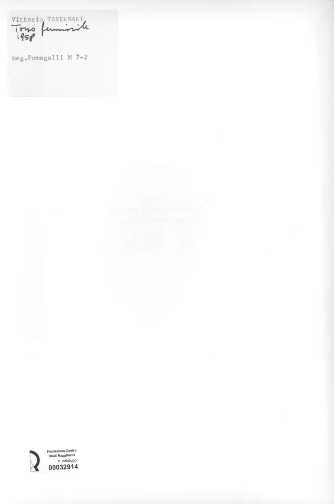 Anonimo , Tavernari, Vittorio - sec. XX - Torso femminile , retro