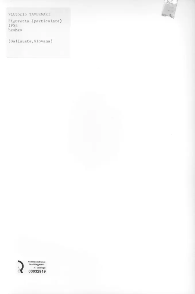 Anonimo , Tavernari, Vittorio - sec. XX - Figuretta (particolare) , retro