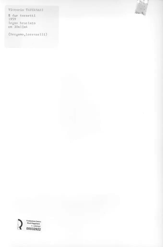 Anonimo , Tavernari, Vittorio - sec. XX - I due torsetti , retro