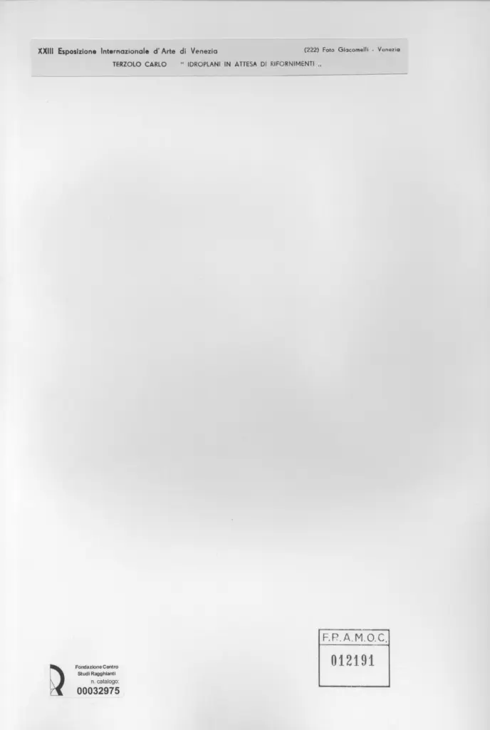 Giacomelli , Terzolo, Carlo - sec. XX - Idroplani in attesa di rifornimenti , retro