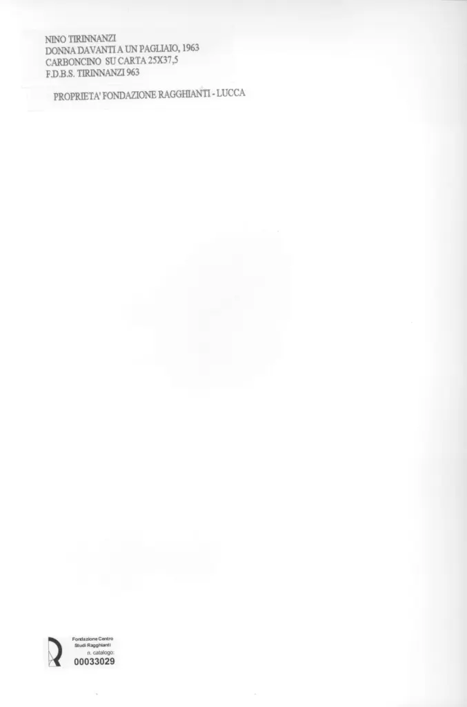 Anonimo , Tirinnanzi, Nino - sec. XX - Donna davanti a un pagliaio , retro