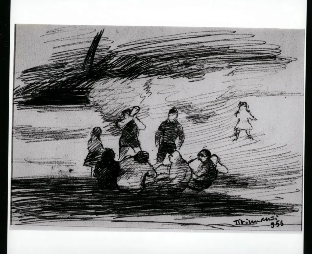 Anonimo , Tirinnanzi, Nino - sec. XX - Ragazzi che giocano , fronte