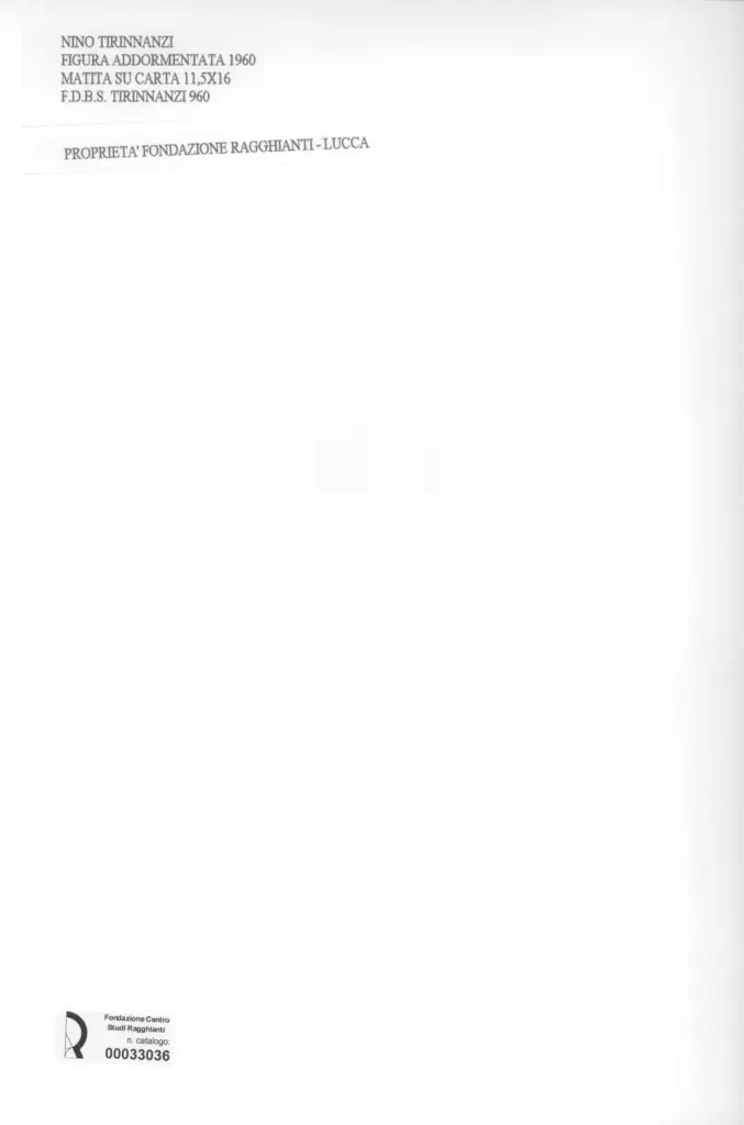 Anonimo , Tirinnanzi, Nino - sec. XX - Figura addormentata , retro