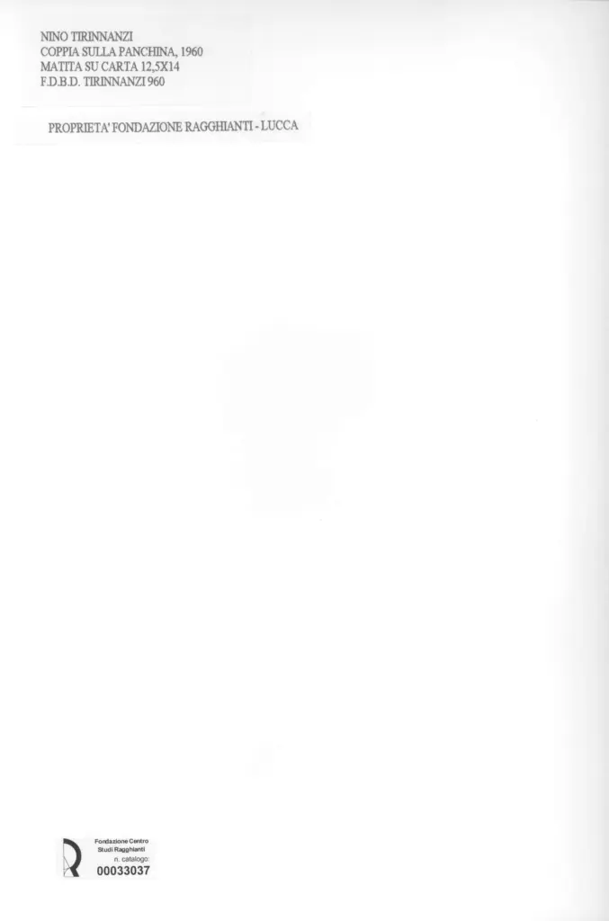 Anonimo , Tirinnanzi, Nino - sec. XX - Coppia sulla panchina , retro