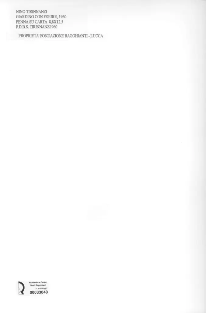 Anonimo , Tirinnanzi, Nino - sec. XX - Giardino con figure , retro