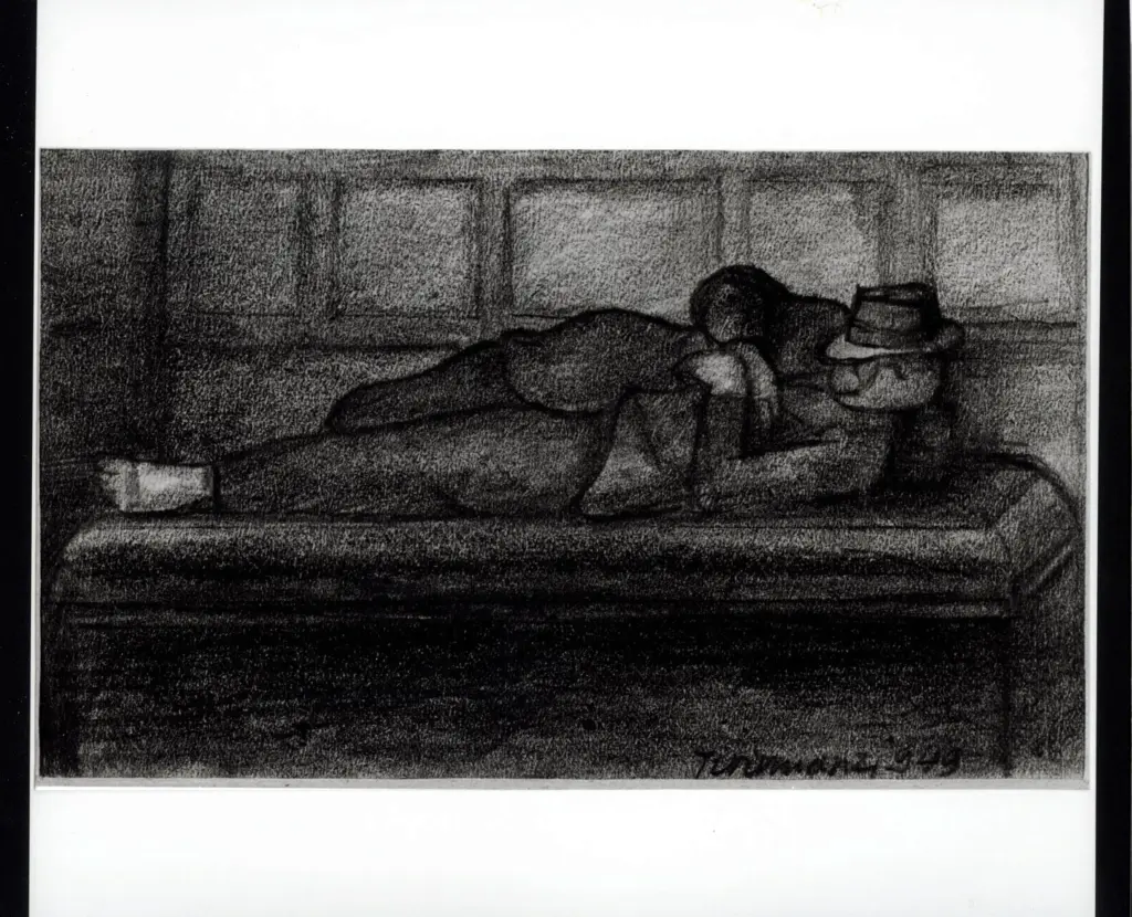 Anonimo , Tirinnanzi, Nino - sec. XX - Uomo disteso , fronte