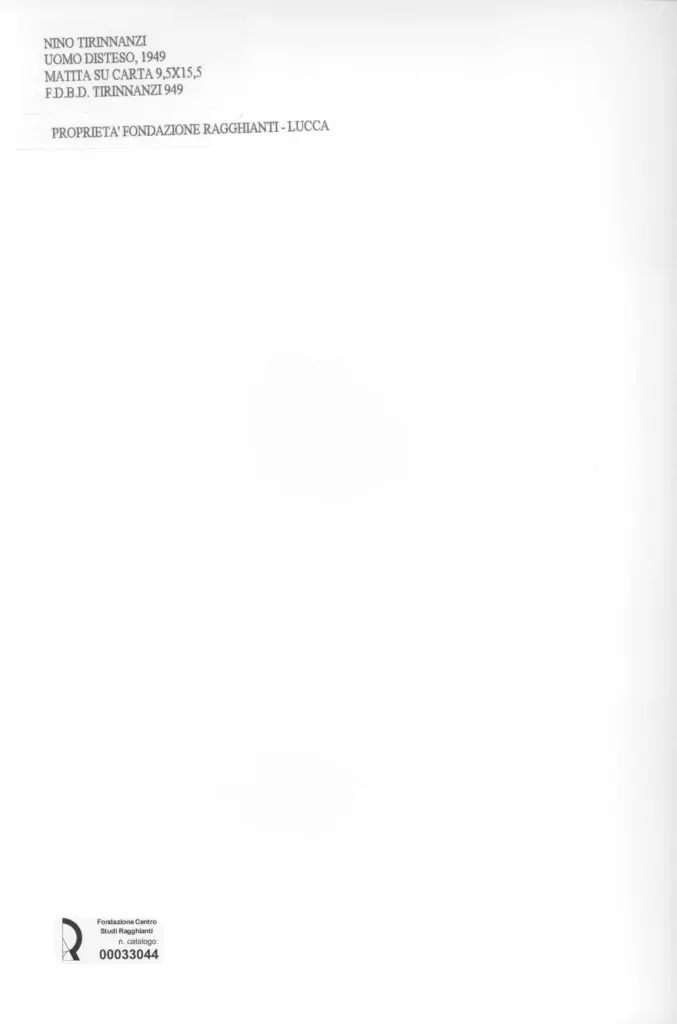 Anonimo , Tirinnanzi, Nino - sec. XX - Uomo disteso , retro