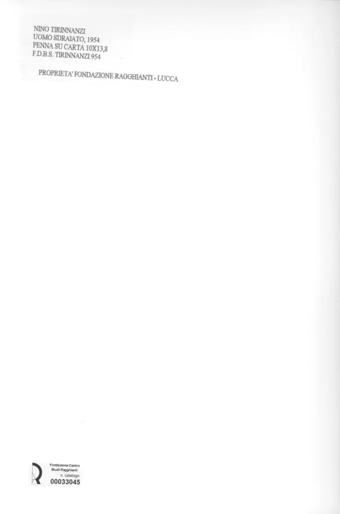 Anonimo , Tirinnanzi, Nino - sec. XX - Uomo sdraiato , retro