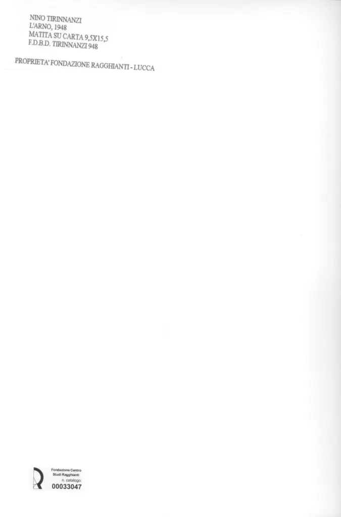 Anonimo , Tirinnanzi, Nino - sec. XX - L'Arno , retro