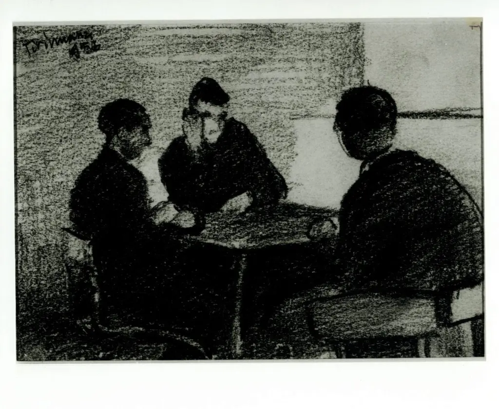 Anonimo , Tirinnanzi, Nino - sec. XX - Tre uomini al tavolo , fronte