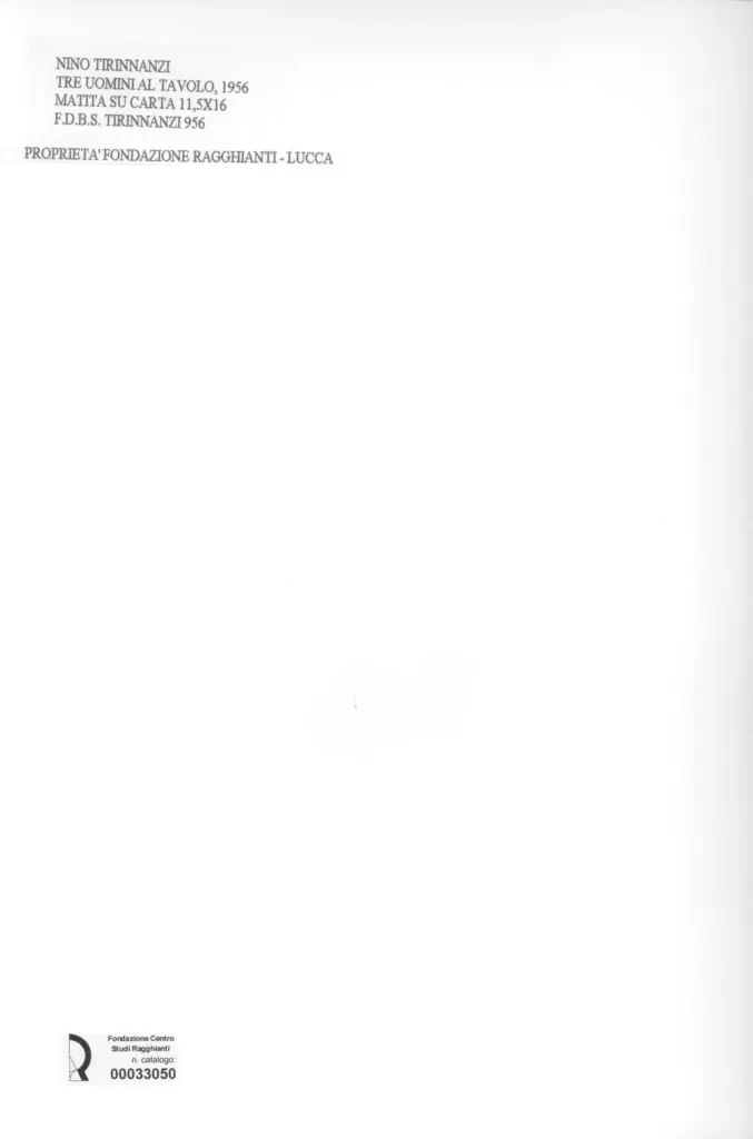 Anonimo , Tirinnanzi, Nino - sec. XX - Tre uomini al tavolo , retro