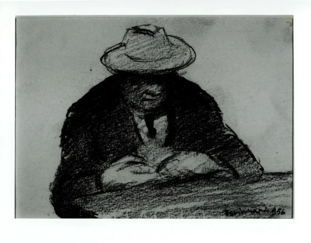 Anonimo , Tirinnanzi, Nino - sec. XX - Uomo col cappello , fronte