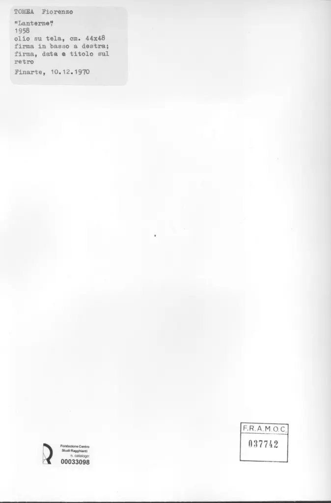 Anonimo , Tomea, Fiorenzo - sec. XX - Lanterne , retro
