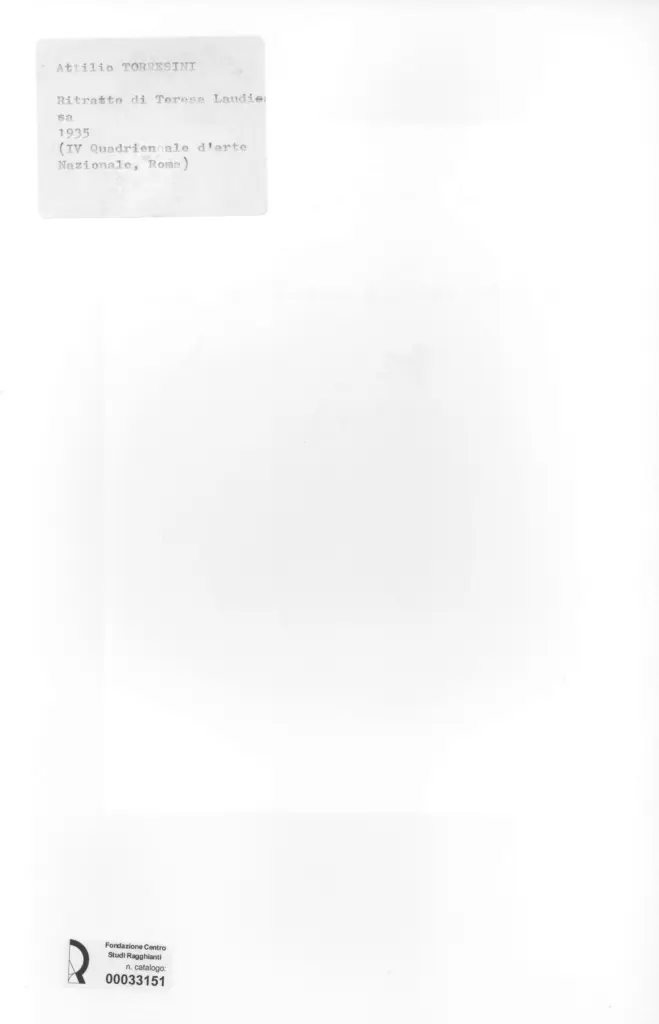 Anonimo , Torresini, Attilio - sec. XX - Ritratto di Teresa Laudisa , retro