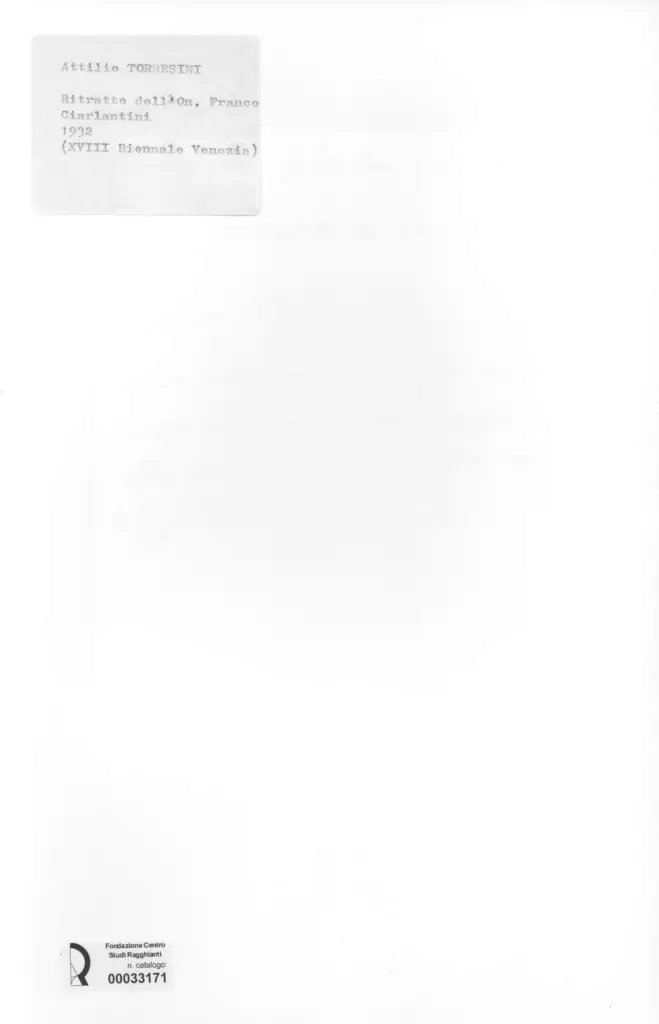 Anonimo , Torresini, Attilio - sec. XX - Ritratto dell'On. Franco Ciarlantini , retro