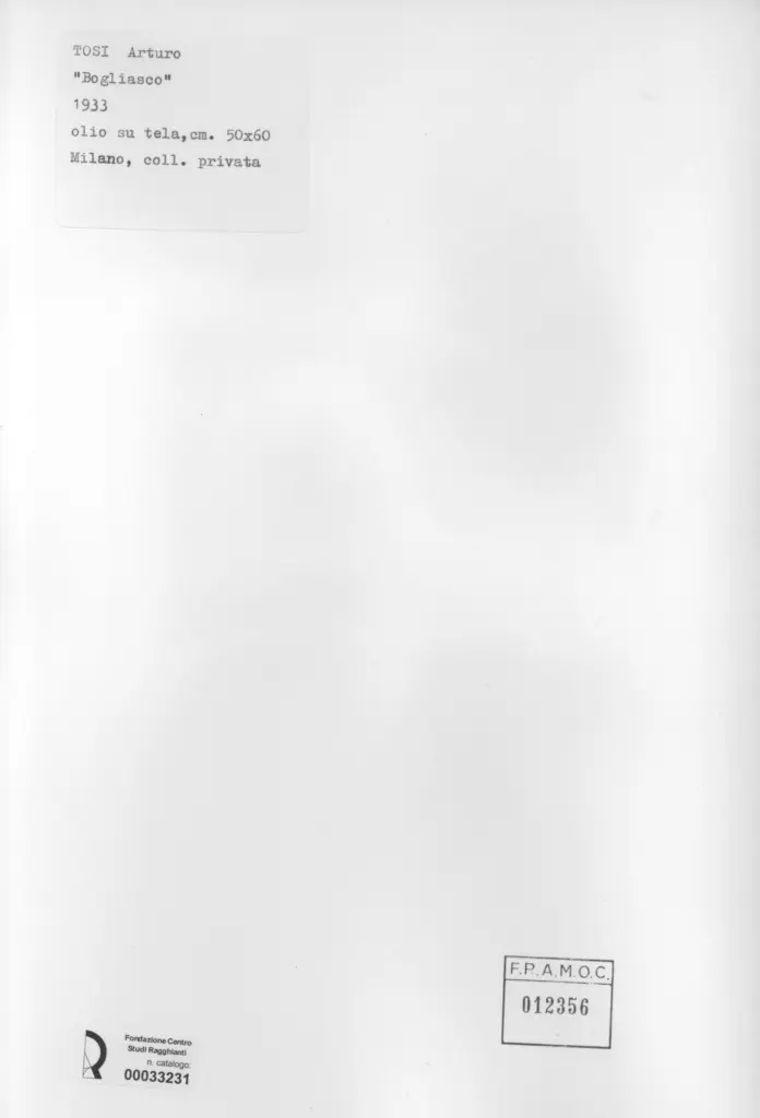 Anonimo , Tosi, Arturo - sec. XX - Bogliasco , retro