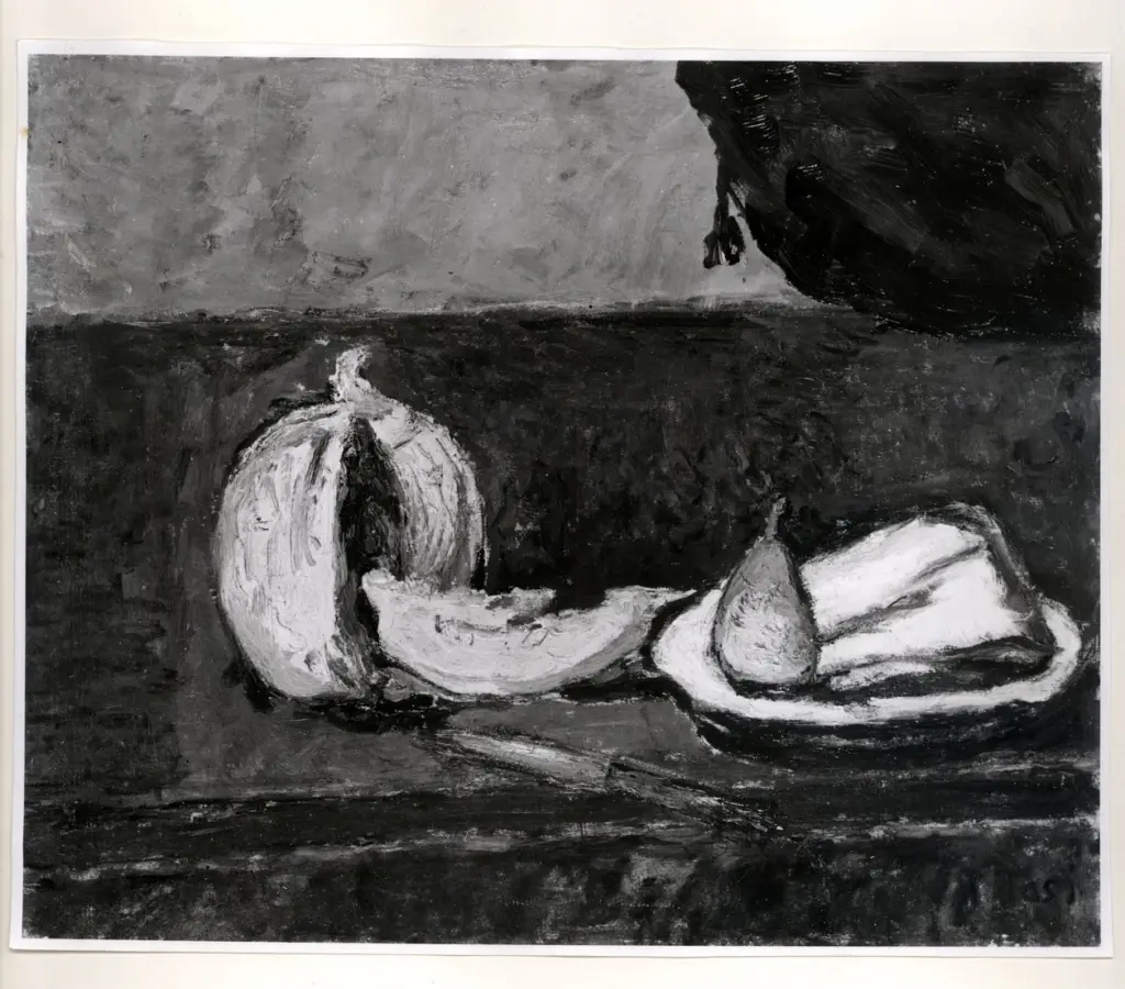 Tosi, Arturo , Natura morta con melone e pera