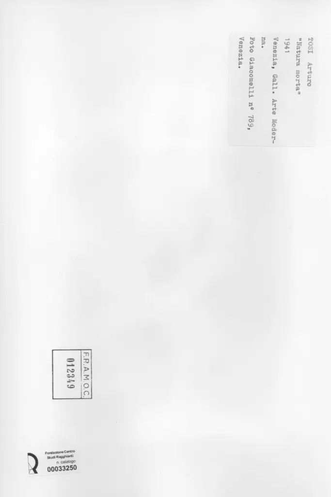 Giacomelli , Tosi, Arturo - sec. XX - Natura morta , retro