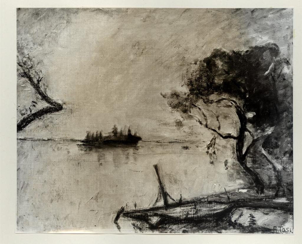 Giacomelli , Tosi, Arturo - sec. XX - Mattino grigio sul lago d'Iseo , fronte