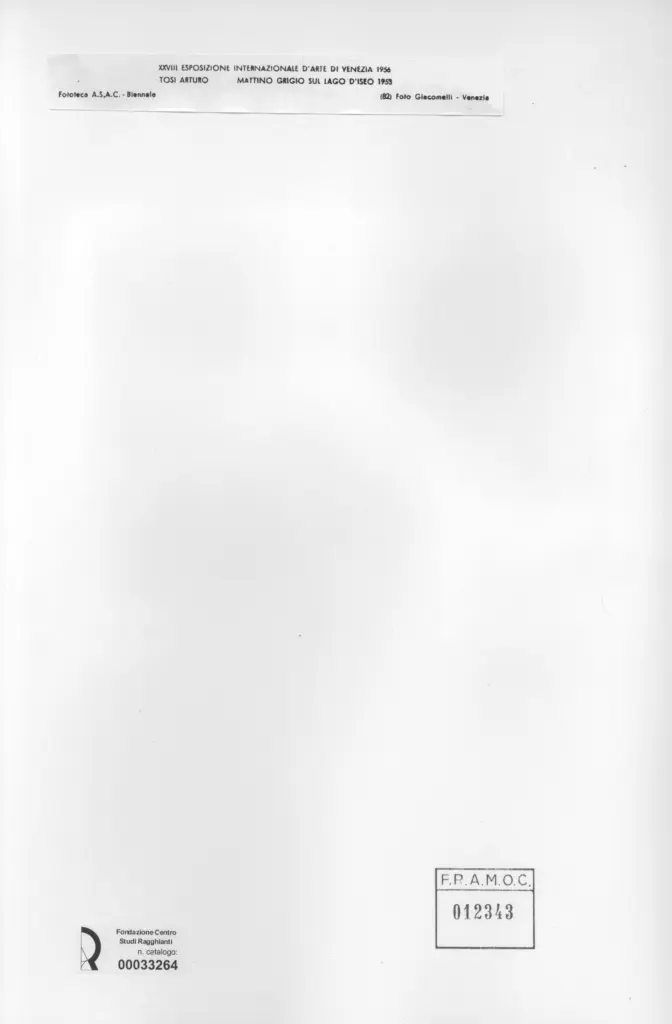 Giacomelli , Tosi, Arturo - sec. XX - Mattino grigio sul lago d'Iseo , retro