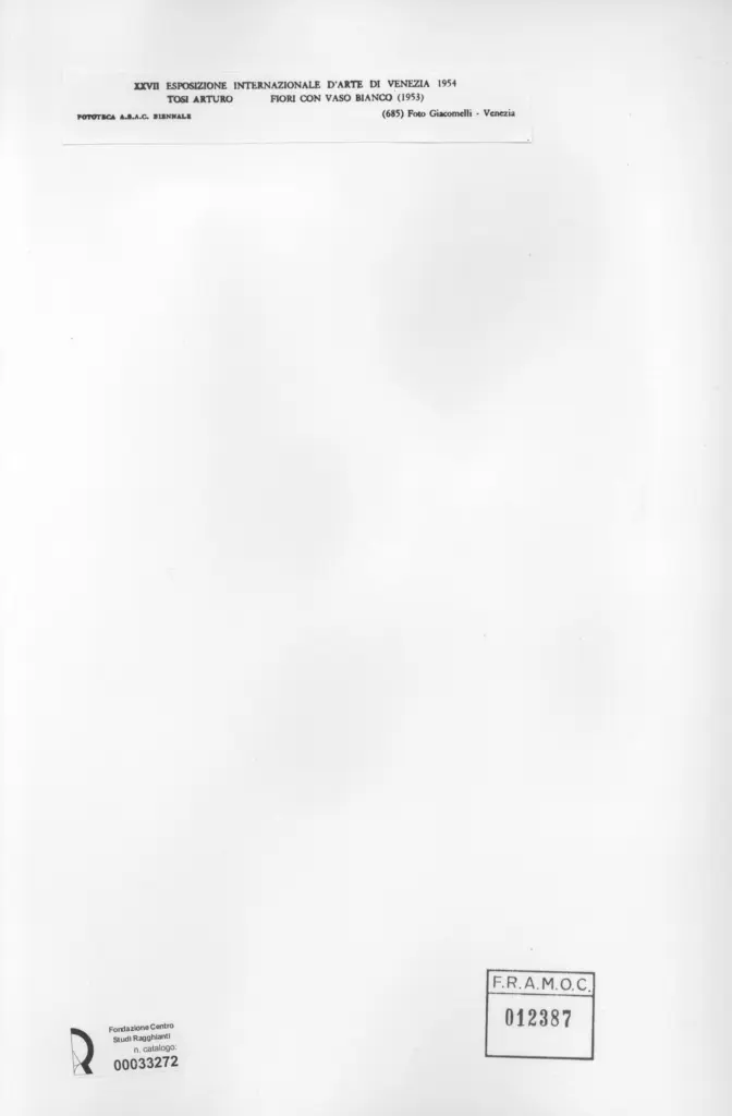 Giacomelli , Tosi, Arturo - sec. XX - Fiori con vaso bianco , retro
