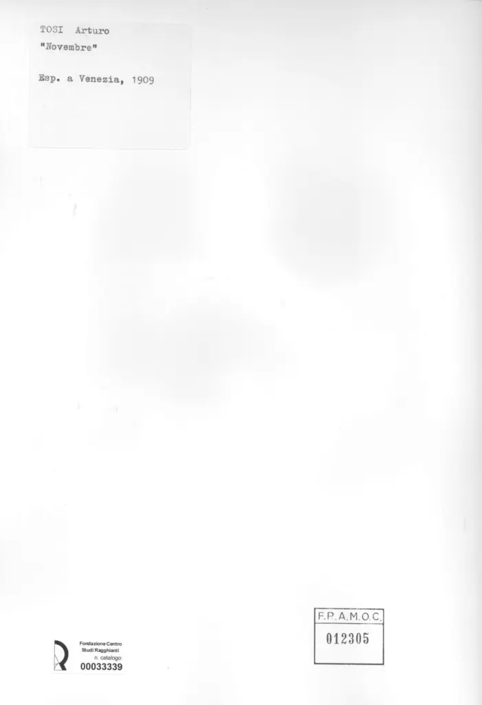 Anonimo , Tosi, Arturo - sec. XX - Novembre , retro