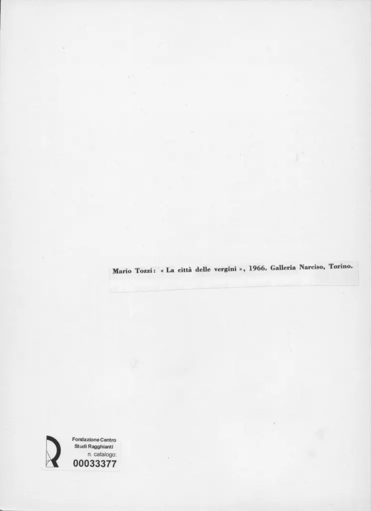 Anonimo , Tozzi, Mario - sec. XX - La citt&agrave; delle vergini , retro
