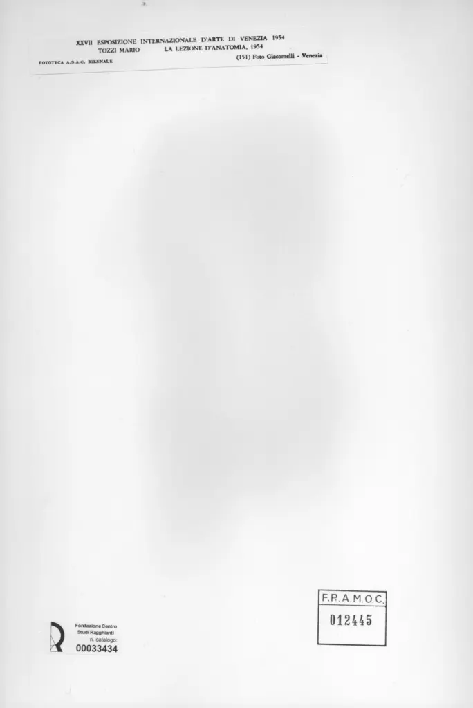 Giacomelli , Tozzi, Mario - sec. XX - La lezione di anatomia , retro