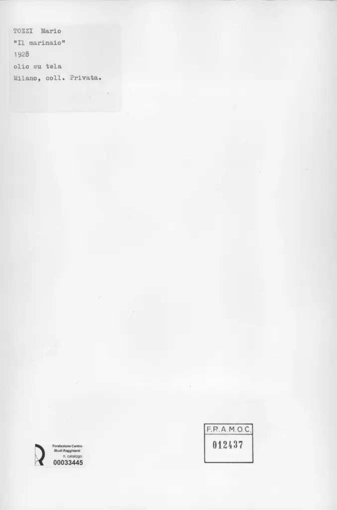 Anonimo , Tozzi, Mario - sec. XX - Il marinaio , retro