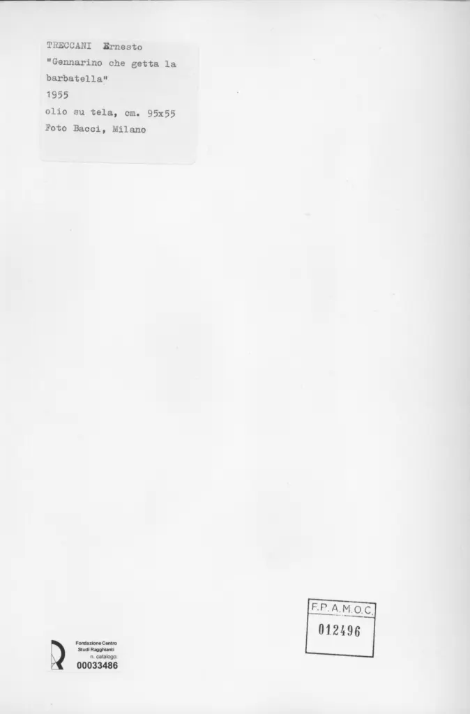 Bacci, Attilio , Treccani, Ernesto - sec. XX - Gennarino che getta la barbatella , retro
