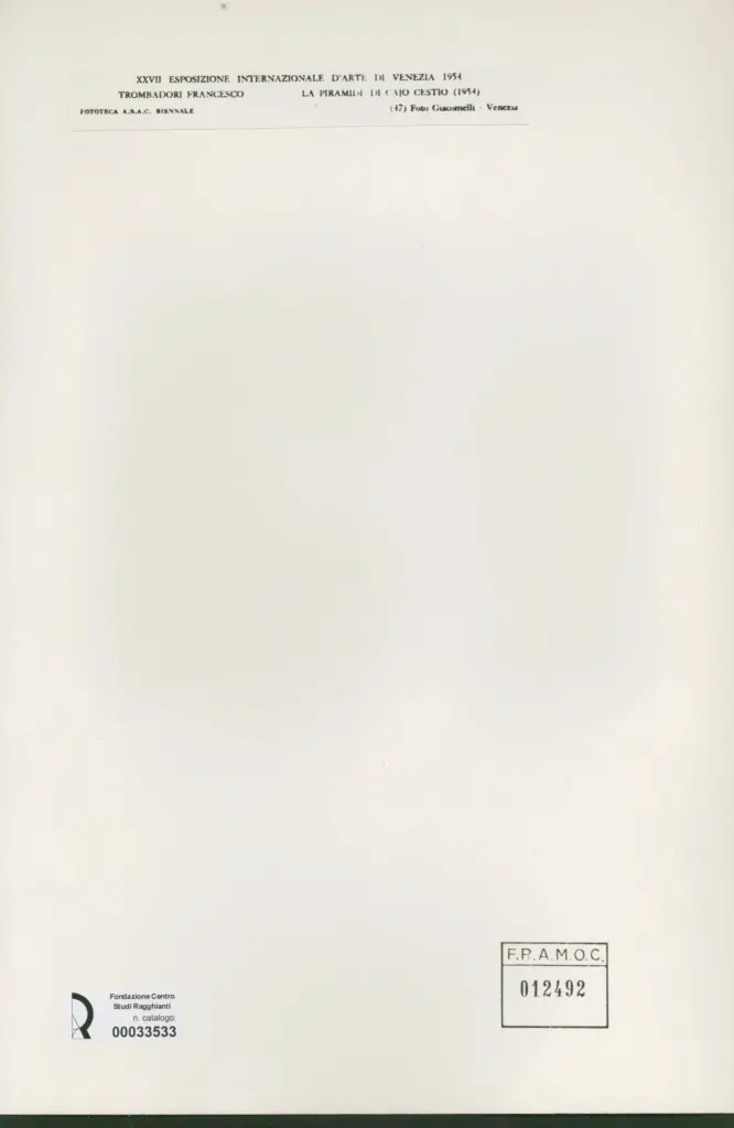 Giacomelli , Trombadori, Francesco - sec. XX - La piramide di Cajo Cestio , retro